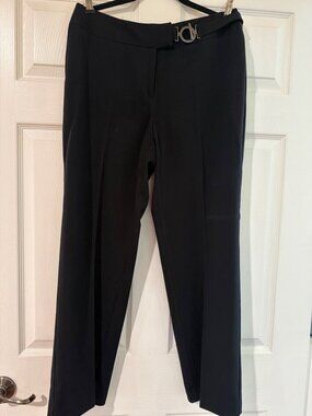 Style & Co Black Stretch Petite Pants With Decorative Belt 12P